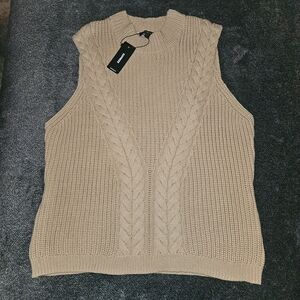 Express Tan Cable Knit Sleeveless Sweater